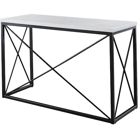 White Marble Top Rectangle Sofa Table