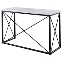 Contemporary White Marble Top Rectangular Sofa Table