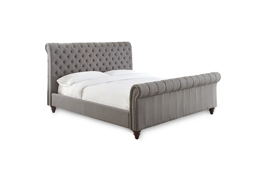 Swanson King Upholstered Sleigh Bed by Steve Silver at Darvin Furniture