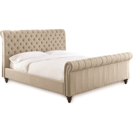 Queen Upholstered Sleigh Bed