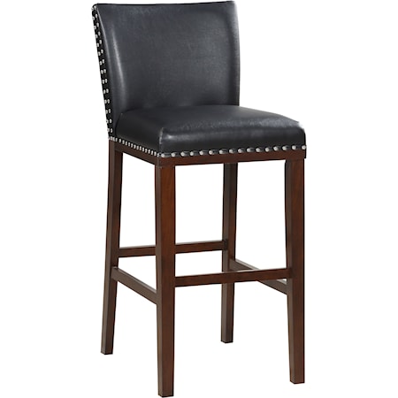 Bonded Leather Bar Chair with Nailhead Trim
