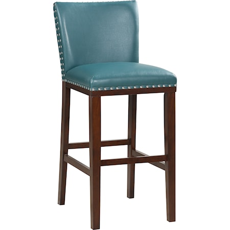 Bonded Leather Bar Chair with Nailhead Trim