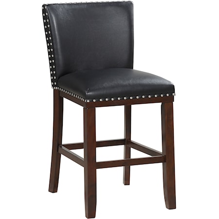 Bonded Leather Counter Height Chair with Nailhead Trim