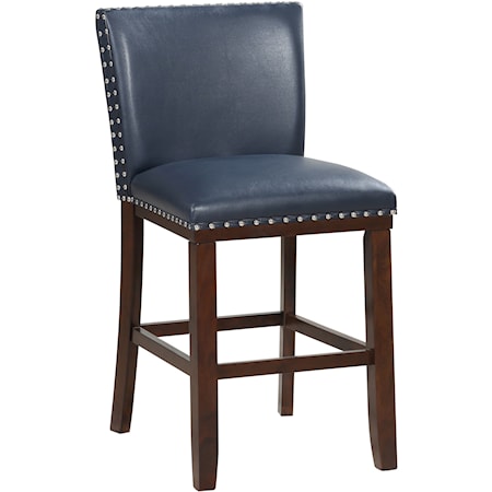 Bonded Leather Counter Height Chair with Nailhead Trim