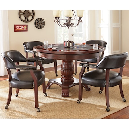Tournament Game Table & Caster Arm Chair Set