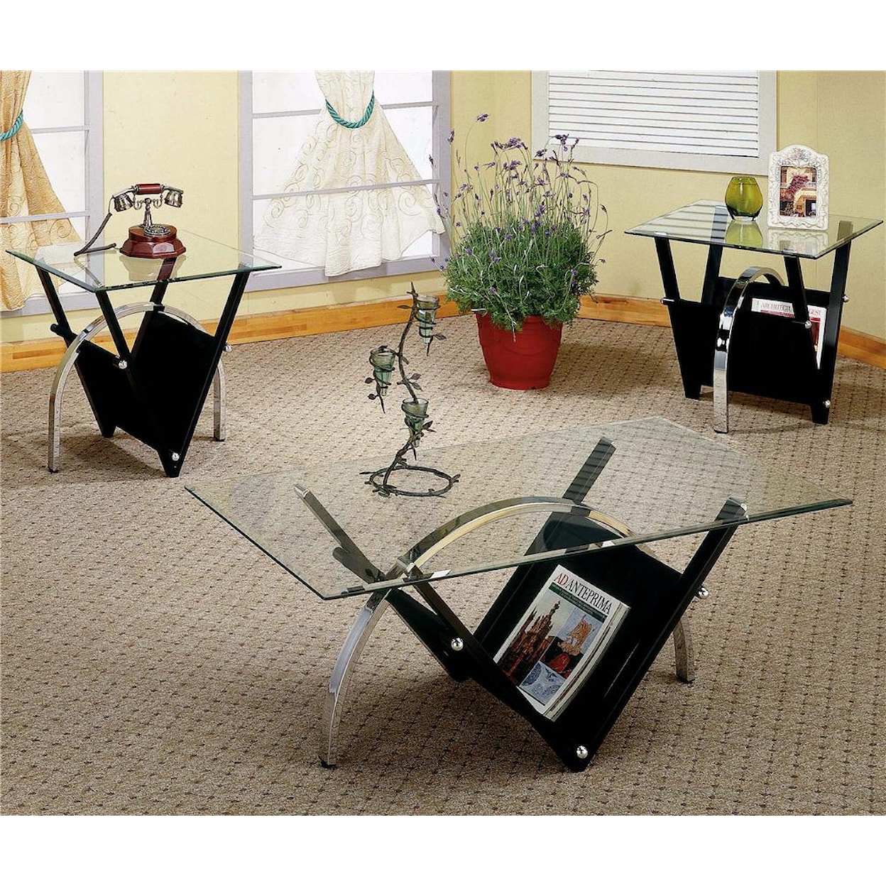 Prime Tribecca Glass Top Occasional Table Group