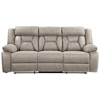 Casual Manual Recliner Sofa w/Drop Down Center & Power Strip