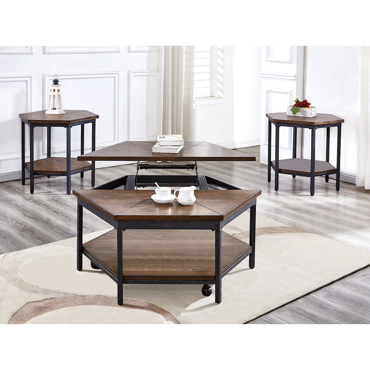 Steve Silver Ultimo Hexagon LiftTop Cocktail Table w/Casters