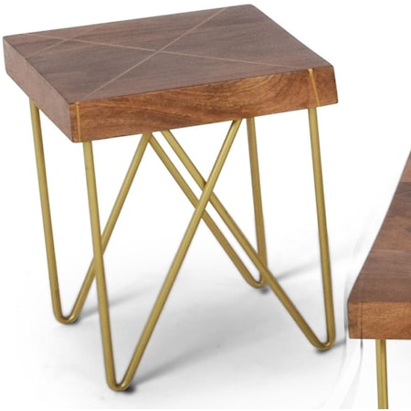 Brass Inlay End Table