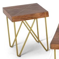 Contemporary Brass Inlay End Table