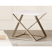 Modern End Table with Faux Marble Top