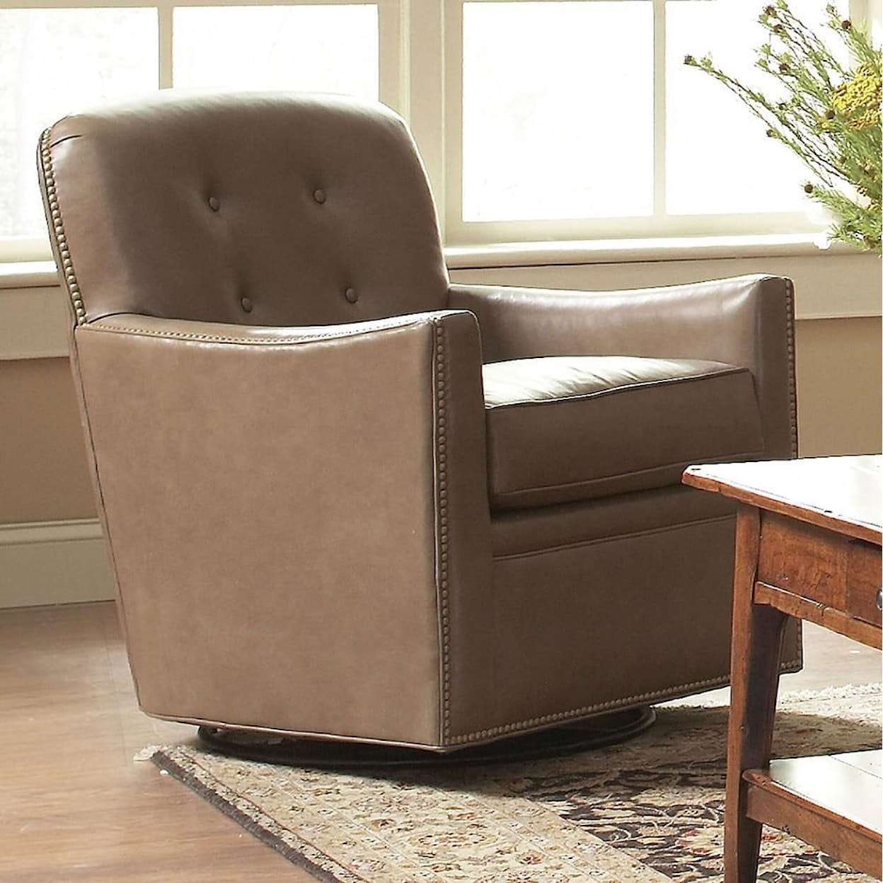 Stickley Fine Leather Chairs Blowing Rock Swivel Glider