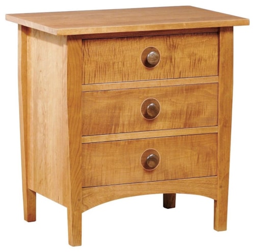 Three-Drawer Nightstand in Cherry and Maple