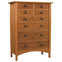 Harvey Ellis Tall Chest in Cherry with Curly Maple Drawer Fronts