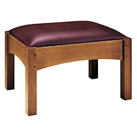 Leather and Wood Ottoman