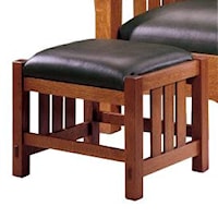 Leather and Oak Footstool with Slatted Legs