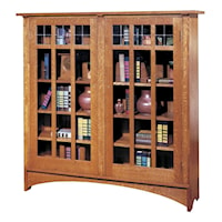 Double Door Bookcase with 8 Shelves