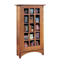 Single Door Bookcase with 4 Shelves