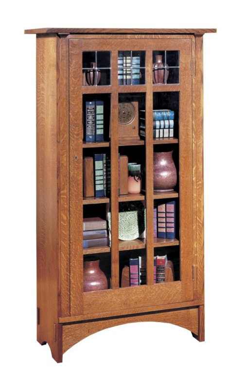 Single Door Bookcase with 4 Shelves