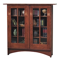 Harvey Ellis 2 Door Bookcase with Paned Glass and Inlay