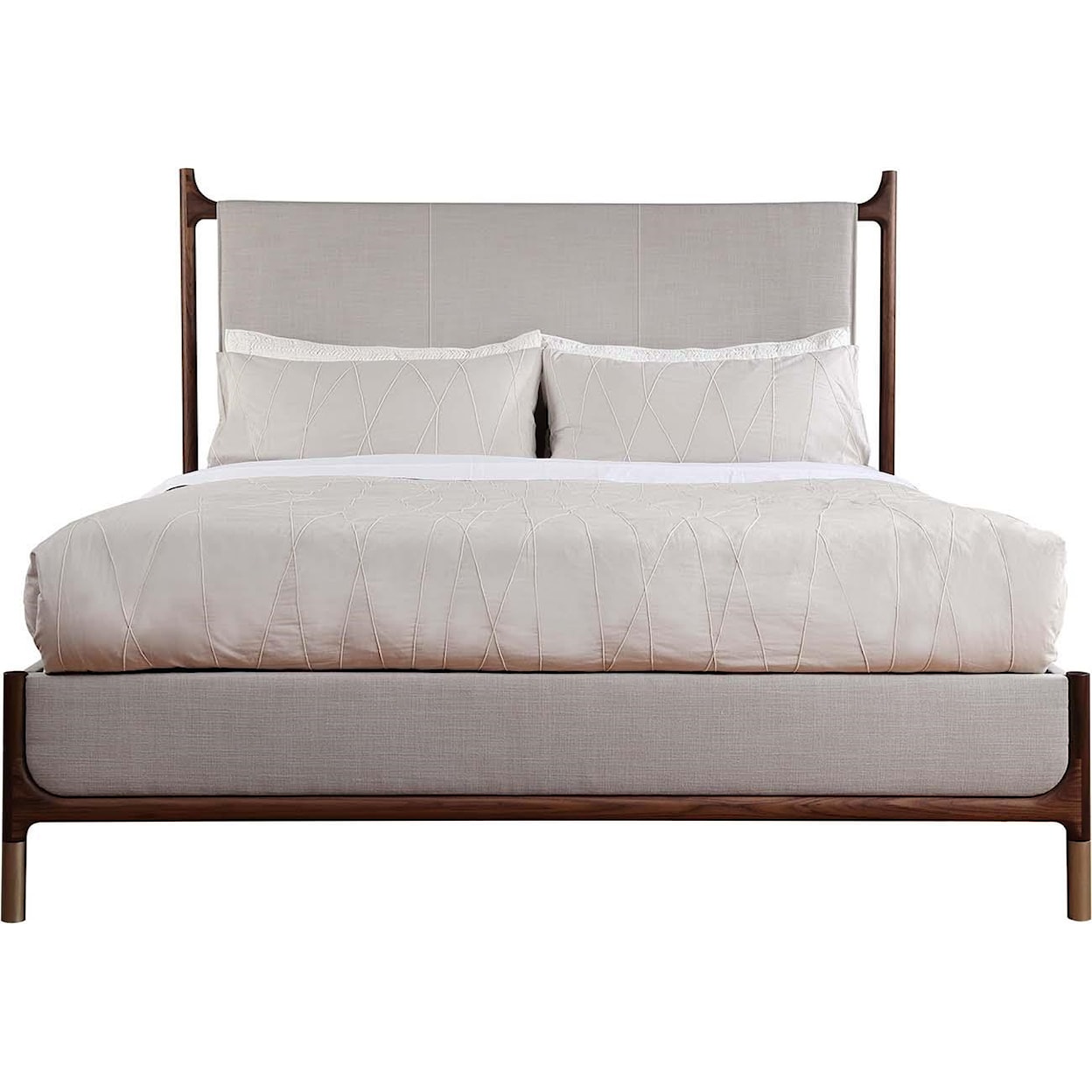 Stickley Walnut Grove King Crypton Fabric Upholstered Bed