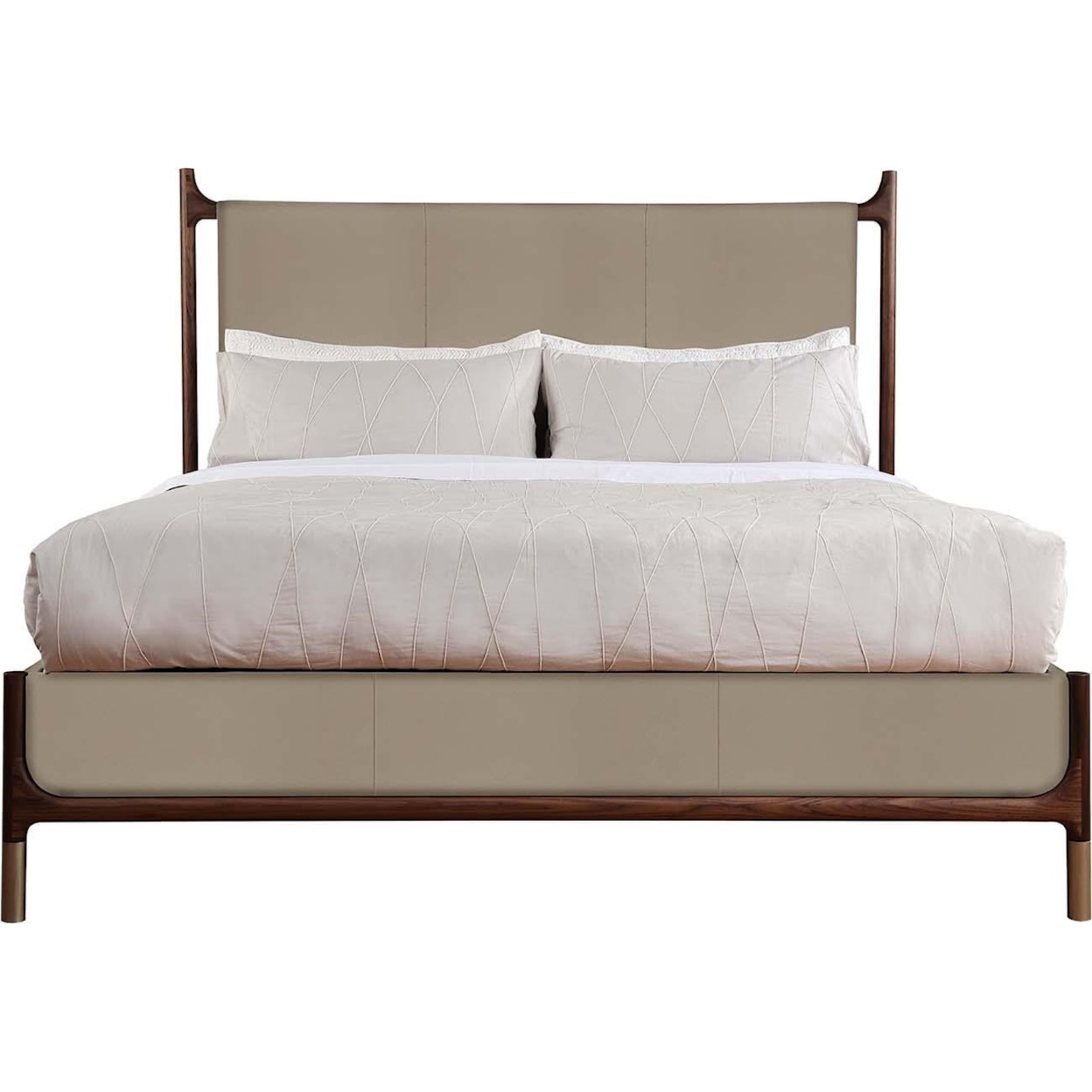 Stickley Walnut Grove Queen Leather Upholstered Bed