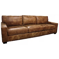 3 Seat Deep Seat Leather Sofa with Track Arm