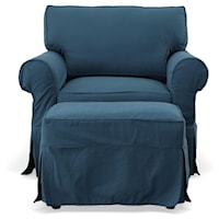 Slipcover Chair and Ottoman with Blend Down Seat Cushion