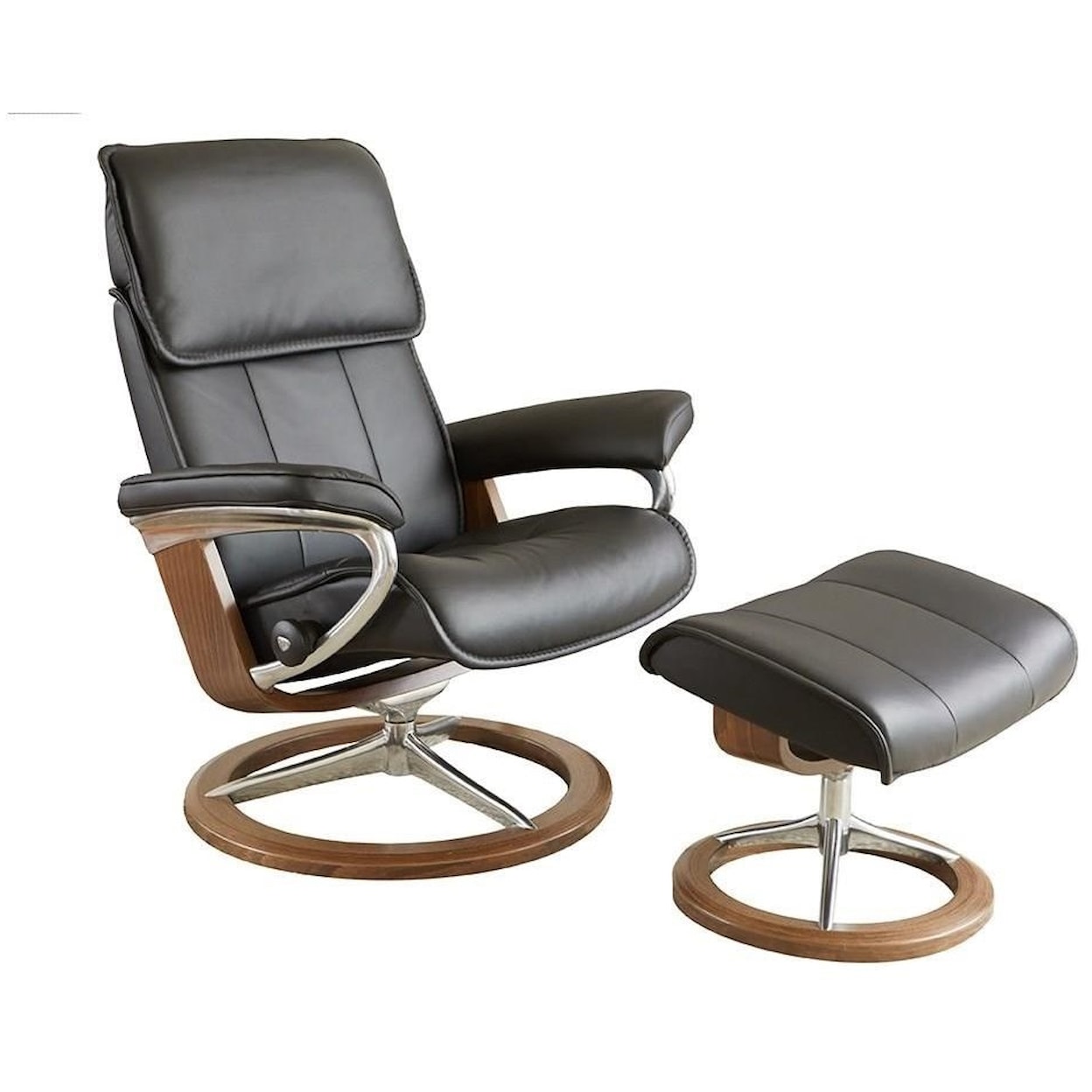 Stressless Admiral Large Reclining Chair and Ottoman