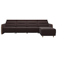 Power 3-Seat Sectional with Longseat and Wood Arms