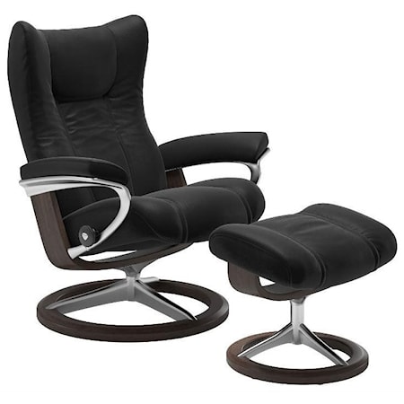 Wing Recliner and Ottoman