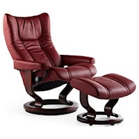 Small Reclining Chair and Ottoman with Classic Base