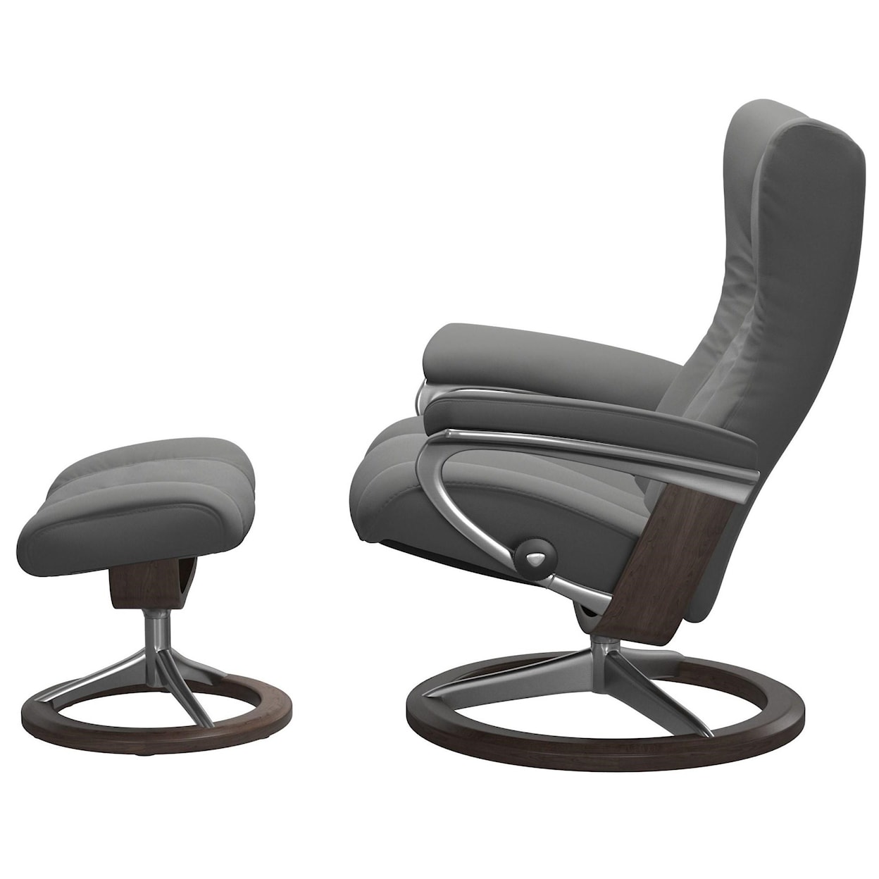 Stressless Wing Medium Chair & Ottoman with Signature Base