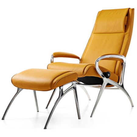 James Chair & Ottoman with Aluminum Base