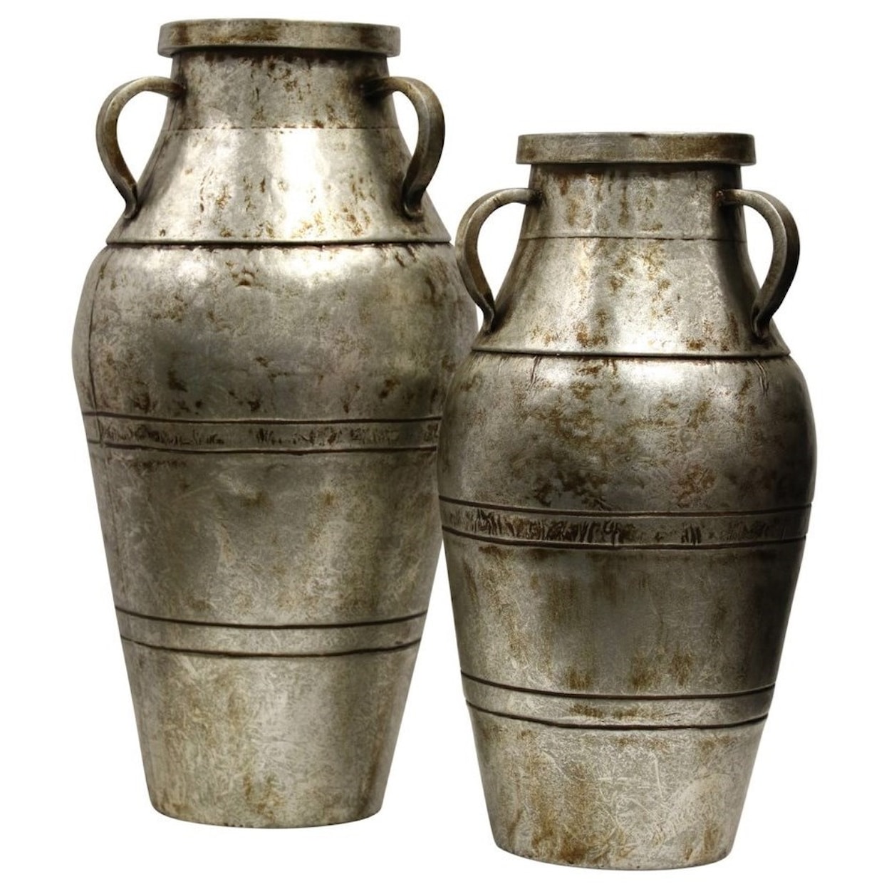 StyleCraft Accessories Set of Two Industrial Metal Vase