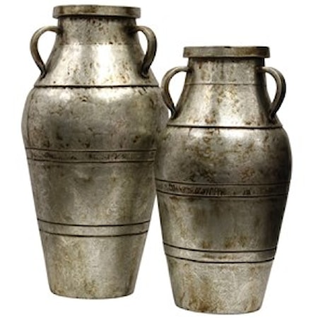 Set of Two Industrial Metal Vase