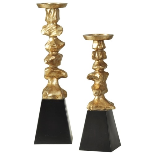 Set of Two Contemporary Vintage Candle Holders