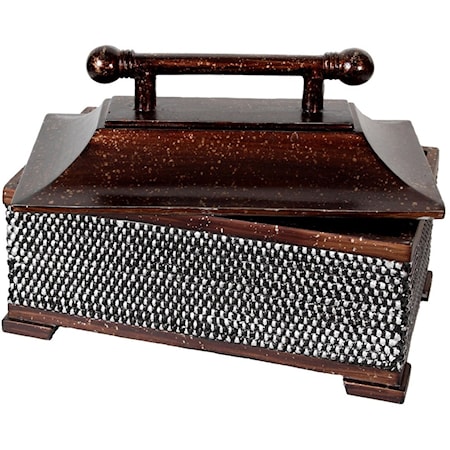 Antique Rectangular Metal Resin Accent Box