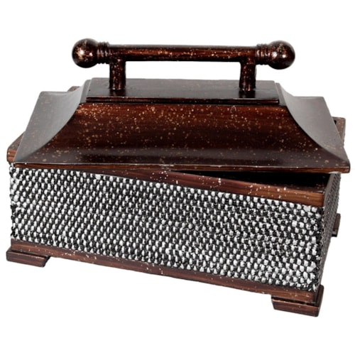 Antique Rectangular Metal Resin Accent Box