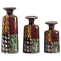 3 Piece Multi-Colored Candle Holder Set