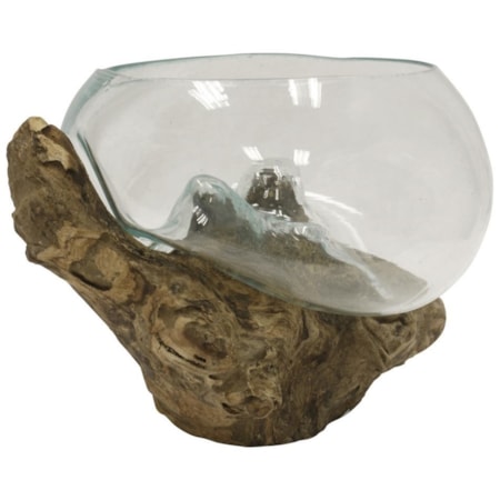 Wood and Glass Bowl
