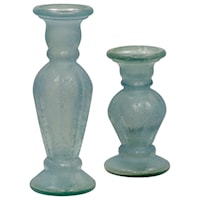 Set of 2 Frosted Recycled Glass Candle Holders 