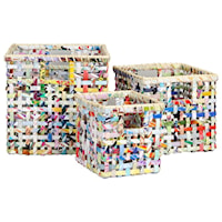 Set of 3 Square Nesting Baskets of Recycled Paper