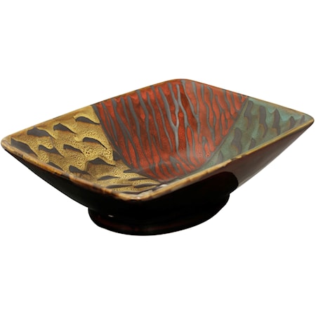 Multi-Colored Rectangular Ceramic Bowl