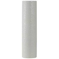 Glossy White Textured Stoneware Vase
