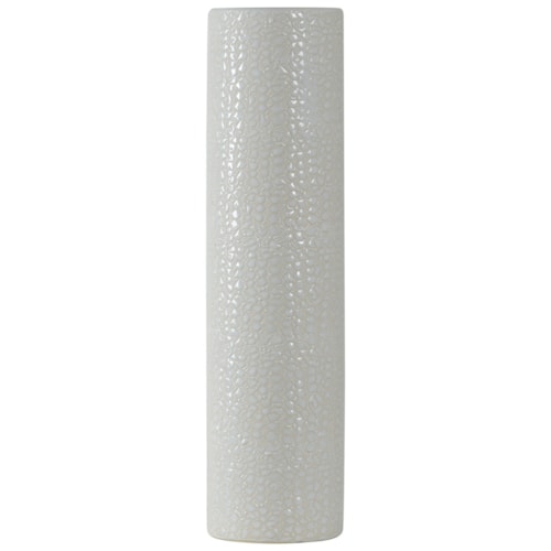 Glossy White Textured Stoneware Vase