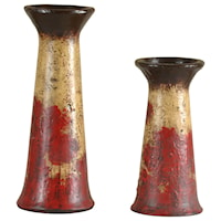 2 Piece Set of Multi-Colored Ceramic Candle Holders
