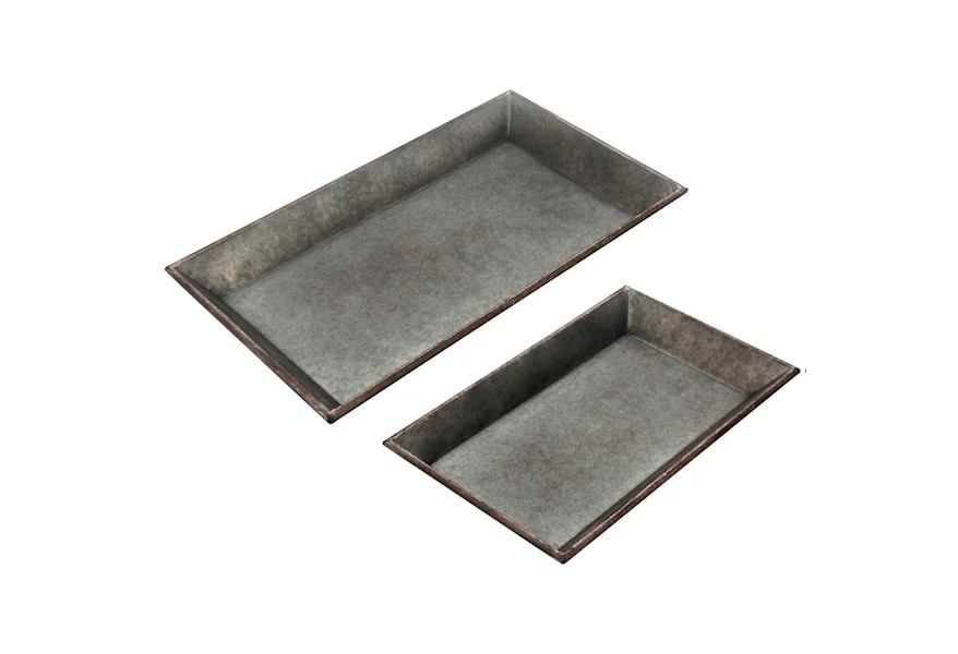 Accessories Set of 2 Metal Trays by StyleCraft at Alison Craig Home Furnishings