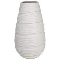 Ribbed White Ceramic Vase