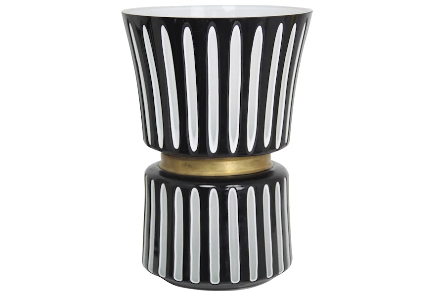 Accessories Black and White Ceramic Vase by StyleCraft at Alison Craig Home Furnishings